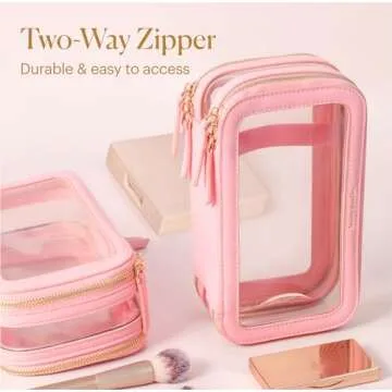 Stylish Pink Clear Makeup Bag Organizes Beauty Essentials