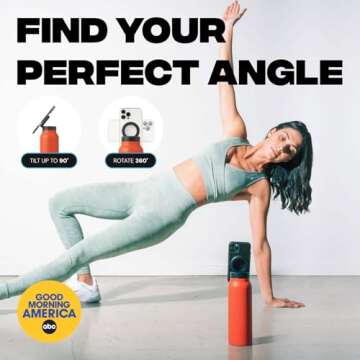 Ringo Insulated Water Bottle | Compatible MagSafe Water Bottle With Phone Holder | Stainless Steel Water Bottle With Magnetic Phone Tripod Mount | Hot for 12H, Cold for 24H, 360° Rotate - Ivory 24oz