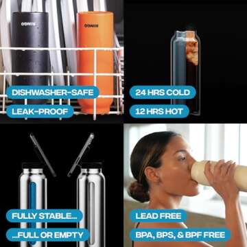 Ringo Insulated Water Bottle | Compatible MagSafe Water Bottle With Phone Holder | Stainless Steel Water Bottle With Magnetic Phone Tripod Mount | Hot for 12H, Cold for 24H, 360° Rotate - Ivory 24oz