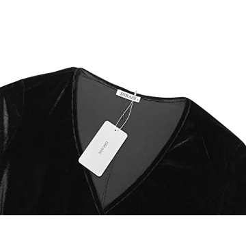 DIRASS Formal Dress Long Sleeve Ruched Bodycon Church Dresses 2023 Velvet Date Night Maxi Slit Sexy New Years Eve Dress L,Black