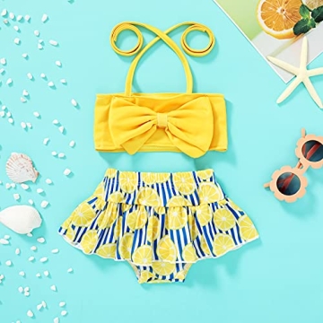 JEELLIGULAR Baby Girl Bowknot Swimsuit 2Pcs Summer Set