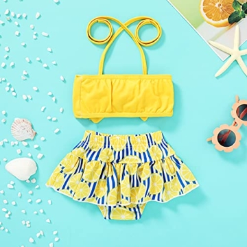 JEELLIGULAR Baby Girl Bowknot Swimsuit 2Pcs Summer Set