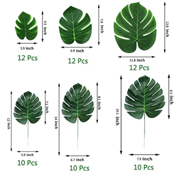 TBUY ROSE 76Pcs Artificial Monstera Palm Leaves Decor
