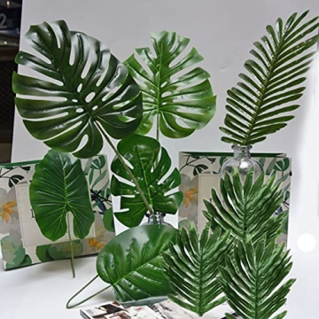 TBUY ROSE 76Pcs Artificial Monstera Palm Leaves Decor