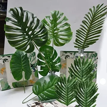TBUY ROSE 76Pcs Artificial Monstera Palm Leaves Decor