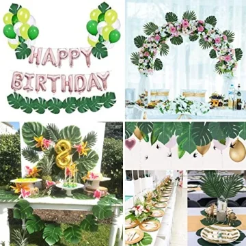 TBUY ROSE 76Pcs Artificial Monstera Palm Leaves Decor