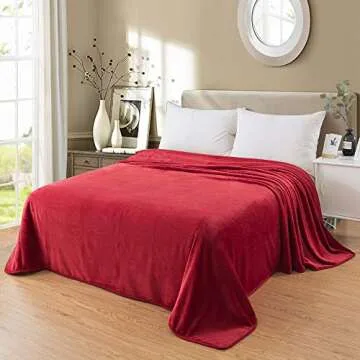 Fleece Queen Size Summer Blanket All Season 350GSM Lightweight Throw for The Bed Extra Soft Brush Fa...