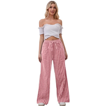 Stylish MISSACTIVER Striped Wide Leg Pants for Women