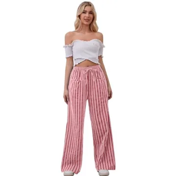 Stylish MISSACTIVER Striped Wide Leg Pants for Women