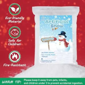 Biggun 10.5 Oz Fake Snow Decoration, Artificial Instant Snow Powder for Christmas Tree Village Craft, Lifelike Fire-Resistant Dry Faux Snow for Winter Displays Holiday Decor, Gifts for Women