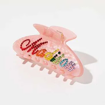 Personalized Custom Colorful Rhinestone Name Hair Claw Clips Custom Letter Initial Hair Clips for Women Mom Wife Valentines Day Gifts 3.8inch