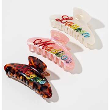 Personalized Custom Colorful Rhinestone Name Hair Claw Clips Custom Letter Initial Hair Clips for Women Mom Wife Valentines Day Gifts 3.8inch