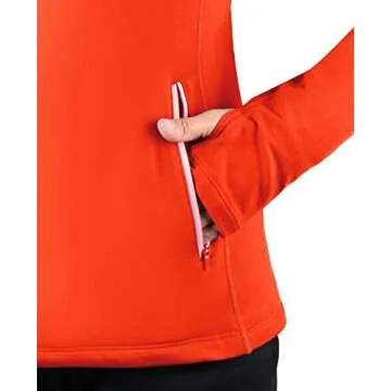 BALEAF Women's Running Jacket Thermal Fleece Pullover Half Zip Tops Thumbholes Winter Long Sleeve Cold Weather Coral L
