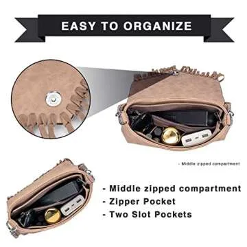 LAVAWA Small Crossbody Bags for Women Crossbody Handbag Fringe Purse Tassel Shoulder Bag Turquoise Concho Wallet