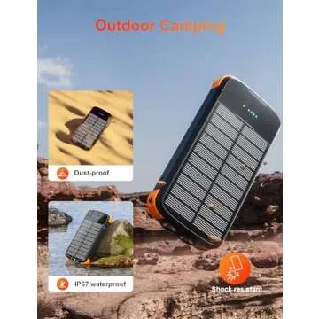 Solar-Power-Bank-Charger, 40000mAh Portable Phone Charger Built in 4 Cables with USB C in/Output, 5V3.1A QC 3.0 Fast Charging External Batter, External Battery Pack with Dual Bright Flashlights