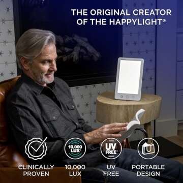 Light Therapy Lamp with 10,000 Lux & Adjustable Features