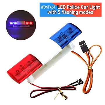 WONFAST RC Model LED Police Night Light Bar for 1/10 1/8 Cars - Flash Modes Included