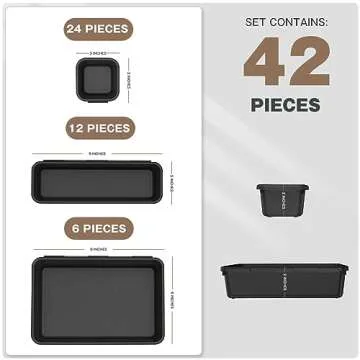 A-LuGei 【42PCS】【Black】 Tool Box Organizer Tray Divider Set, Desk Drawer Organizer, Garage Organization and Storage Toolbox Accessories for Rolling Tool Chest Cart Cabinet Work Bench Small Parts