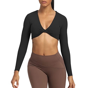 Aoxjox Women's Stylish Deep V Workout Crop Top - Supportive & Comfortable