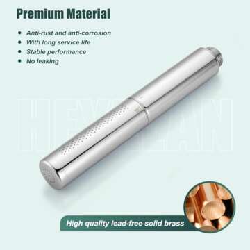 Heyalan Brass 2 in1 Function Handheld Spray Hand Shower High Pressure Handheld Sprinklert Shower Wand with Shower Hose and ABS Hand Shower Holder, Polished Chrome