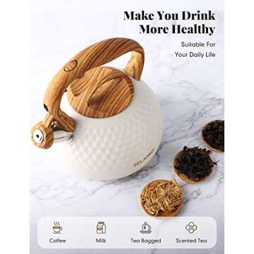 Tea Kettle, 2.7 Quart / 3 Liter BELANKO Stainless Steel Kettles for Stove Top, Food Grade Teapot wit...