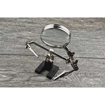SE 4X Magnifying Glass with Helping Hand - 2-1/2 Inch Lens, 360 Degrees Rotatable Clips for Solderin...