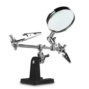 SE 4X Magnifying Glass with Helping Hand - 2-1/2 Inch Lens, 360 Degrees Rotatable Clips for Soldering, Jewelry Making, and Detailed Work -MZ101B