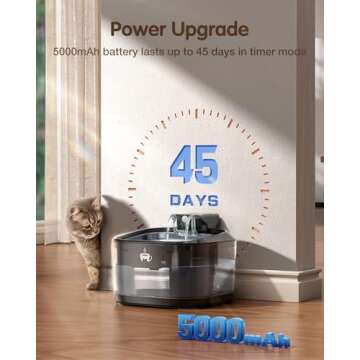 OPOWO Wireless Cat Water Fountain Stainless Steel, 108oz/3.2L Cat Water Fountain Battery Operated with 3 Modes, 5000mAh Battery, Ultra Quiet Motion Sensor Pet Water Fountain for Cats, 3 Filters, Black