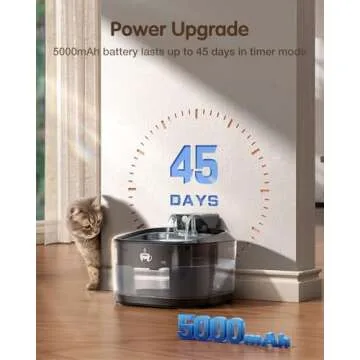 OPOWO Wireless Cat Water Fountain Stainless Steel, 108oz/3.2L Cat Water Fountain Battery Operated with 3 Modes, 5000mAh Battery, Ultra Quiet Motion Sensor Pet Water Fountain for Cats, 3 Filters, Black