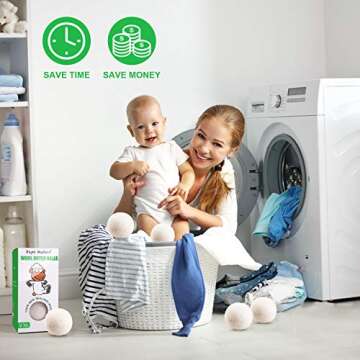 Wool Dryer Balls Organic XL, Eco Dryer Balls Laundry 4 Pack Natural Fabric Softener, 100% New Zealand Wool, Chemical Free Wool Dryer Balls Laundry, Handmade Reusable Balls Reduce Wrinkles (4 White)