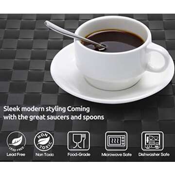 AOZITA Espresso Cups and Saucers with Espresso Spoons, Stackable Espresso Mugs,12-piece 2.5-Ounce Demitasse Cups (Protective Packaging)