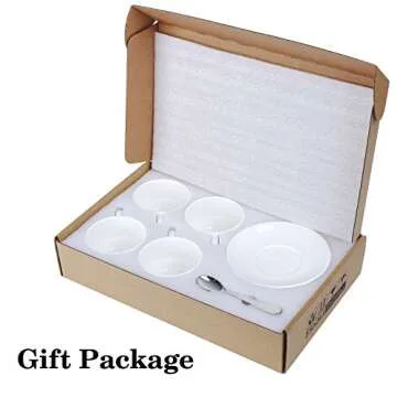 AOZITA Espresso Cups and Saucers with Espresso Spoons, Stackable Espresso Mugs,12-piece 2.5-Ounce Demitasse Cups (Protective Packaging)