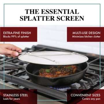 BergKoch Splatter Screen for Frying Pan - 11.5 Inch Stainless Steel Grease Splatter Guard - Cover Oi...
