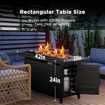Ciays 42 Inch Gas Fire Pit Table for Outdoor Gatherings