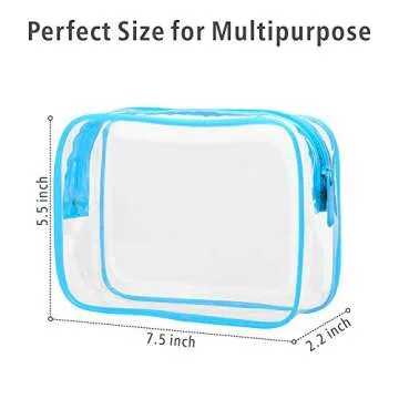 PACKISM Clear Cosmetic Bag, TSA Approved Clear Makeup Bag with Zipper Travel Clear Toiletry Bag, Beauty Quart Size Bag Carry on Airport Airline Compliant Bag, 3 Pack, Black White Blue