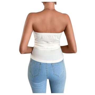 OYOANGLE Women's Ruched Asymmetrical Hem Tube Top Summer Going Out Strapless Bandeau Tank Tops Apric...