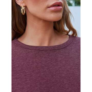 AUTOMET Womens Long Sleeve Round Neck Shirts Basic Tee Fall Tops Outfits Clothes 2025 01wine Red L