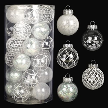 Clear Christmas Ball Ornaments, 30ct 2.36 Inch Shatterproof Baubles for Holiday Decor