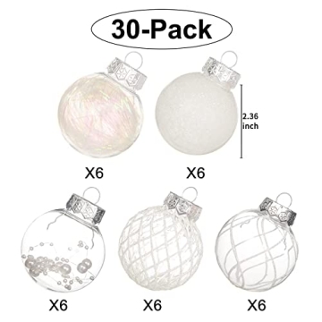 Clear Christmas Ball Ornaments, 30ct Shatterproof Baubles 2.36 Inch