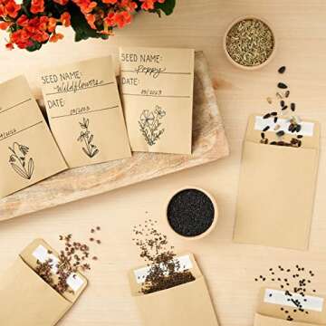 Juvale 100 Pack Small Seed Saving Envelopes - 4.5x3.25 Self Adhesive Blank Packets for Coins, Stamps...