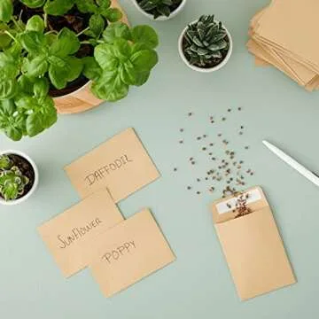 Juvale 100 Pack Small Seed Saving Envelopes - 4.5x3.25 Self Adhesive Blank Packets for Coins, Stamps, Mini Parts Storage (Brown)