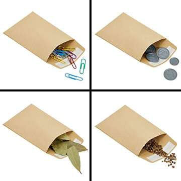 Juvale 100 Pack Small Seed Saving Envelopes - 4.5x3.25 Self Adhesive Blank Packets for Coins, Stamps, Mini Parts Storage (Brown)