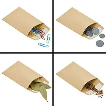Juvale 100 Pack Small Seed Saving Envelopes - 4.5x3.25 Self Adhesive Blank Packets for Coins, Stamps, Mini Parts Storage (Brown)