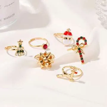 Buy 6Pc Christmas Ring Set for Women Holiday Jewelry