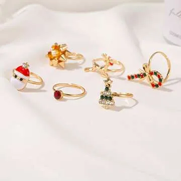 Buy 6Pc Christmas Ring Set for Women Holiday Jewelry