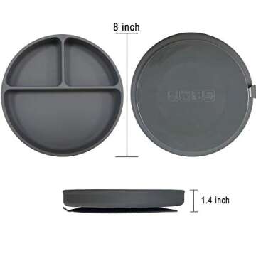 Blissbury Silicone Plate for Baby, Suction Grip Baby Dish Bowl, Dishwasher Microwave Safe Plates for Toddler and Kid - with Fork and Spoons