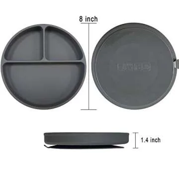 Blissbury Silicone Plate for Baby, Suction Grip Baby Dish Bowl, Dishwasher Microwave Safe Plates for Toddler and Kid - with Fork and Spoons