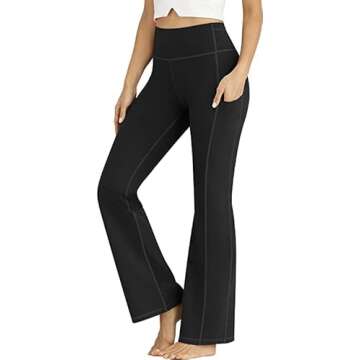 IUGA Bootcut Yoga Pants with Pockets - High Waisted Tummy Control Work Pants for Women
