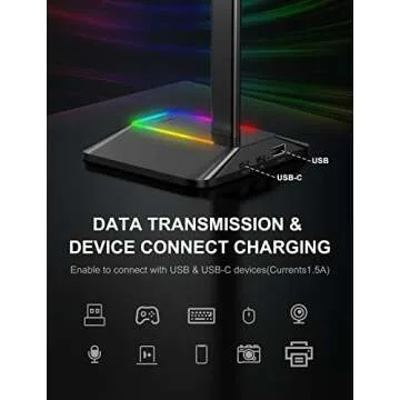 RGB Headphone Stand with USB Charging Ports - New bee