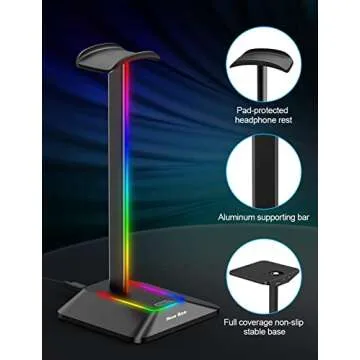 RGB Headphone Stand with USB Charging Ports - New bee